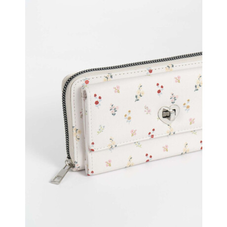 Billetera Fichero Chocolate Estampado Flores