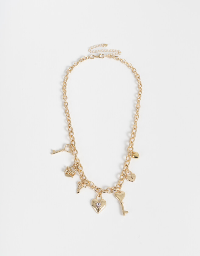 Collares Cortos Con corazón Collar Corto Multidijes Corazón - Dorado