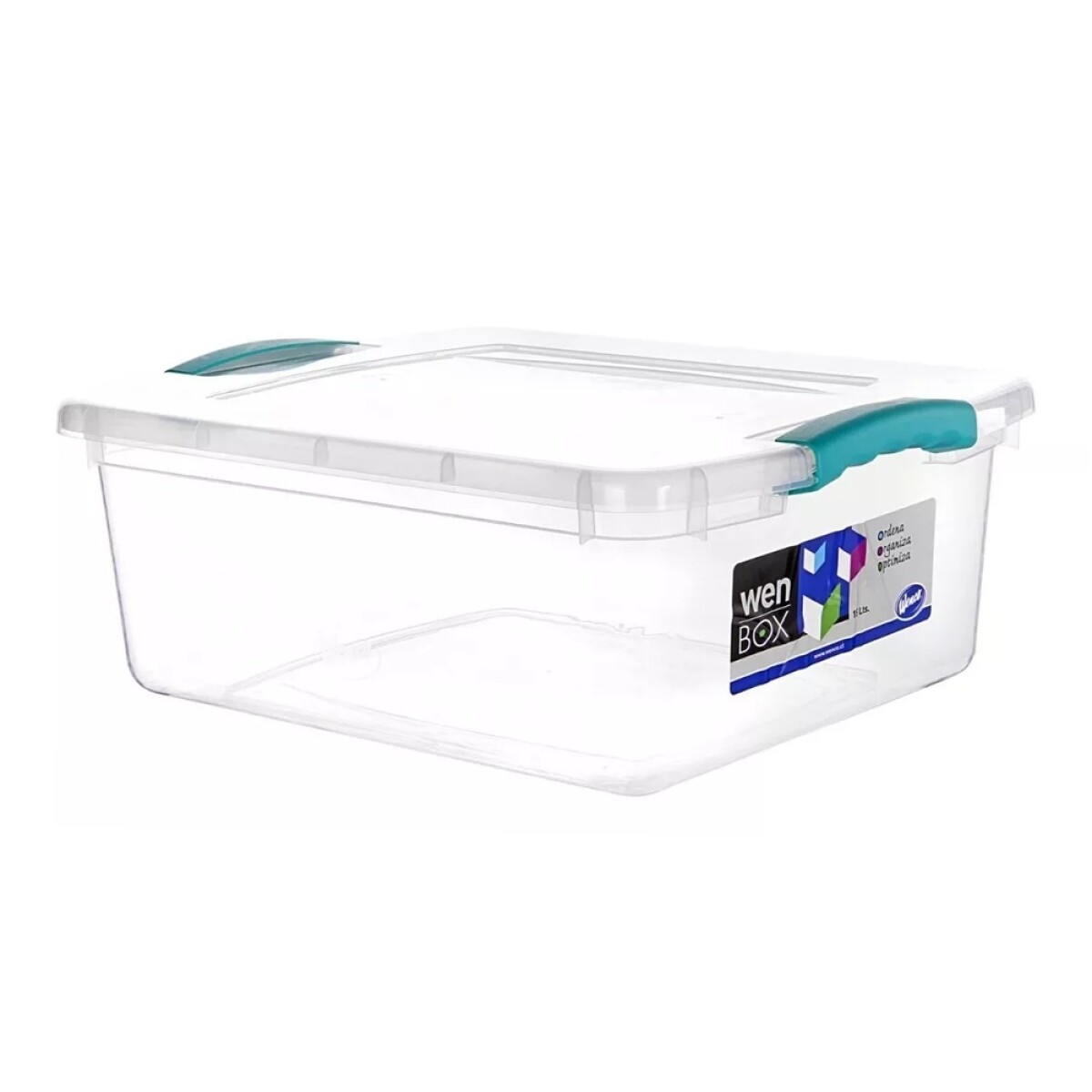 Caja Organizadora Plástica Wenbox 15L Tapa c/Clips Laterales - Transparente 
