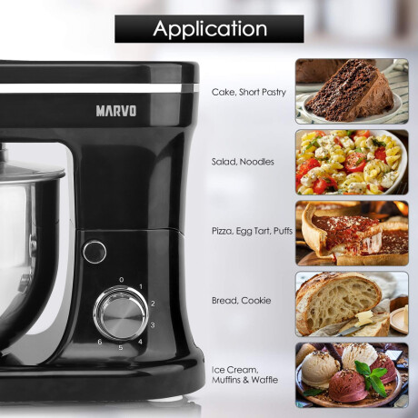 Batidora planetaria 6 velocidades Silenciosa 1200W Negro