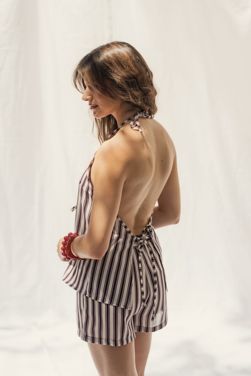 SHORT GRECIA PLUM STRIPES SHORT GRECIA PLUM STRIPES