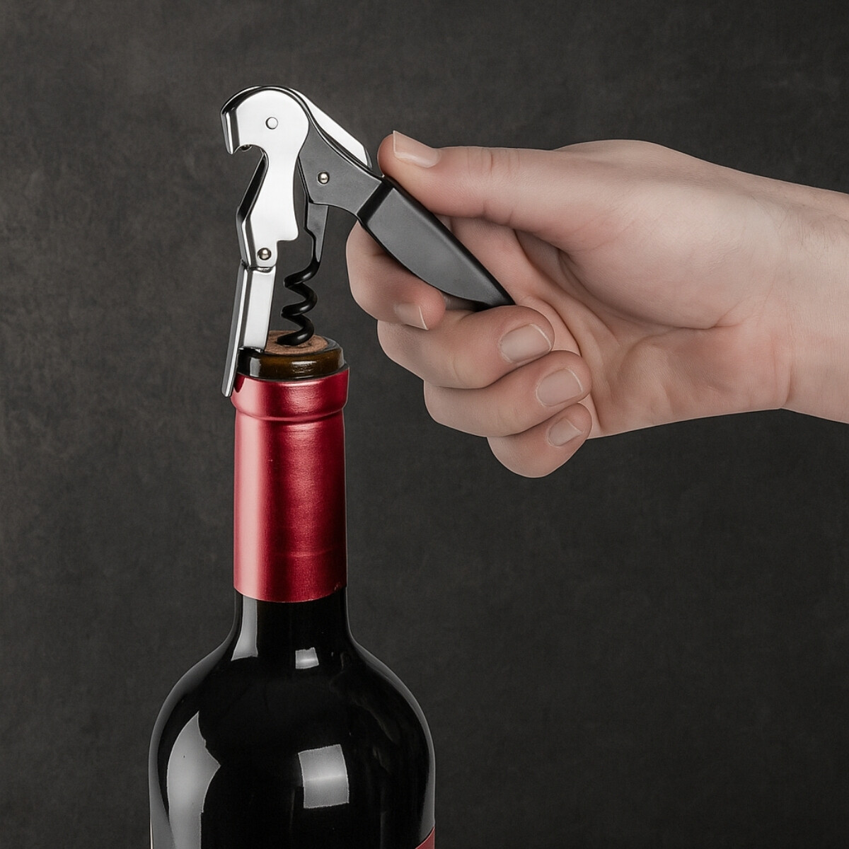 Sacacorchos doble efecto Negro 
