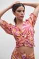 Blusa estampada con aro forrado rosado