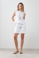 Blusa de lino con vivo metálico blanco