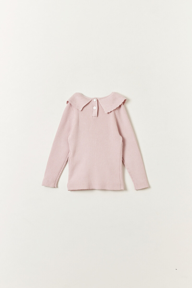 Remera rib cuello Rosa
