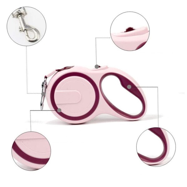 Correa Extensible 3 Mts Retractil Hasta 15Kg Perro Mediano Variante Color Rosa Violeta