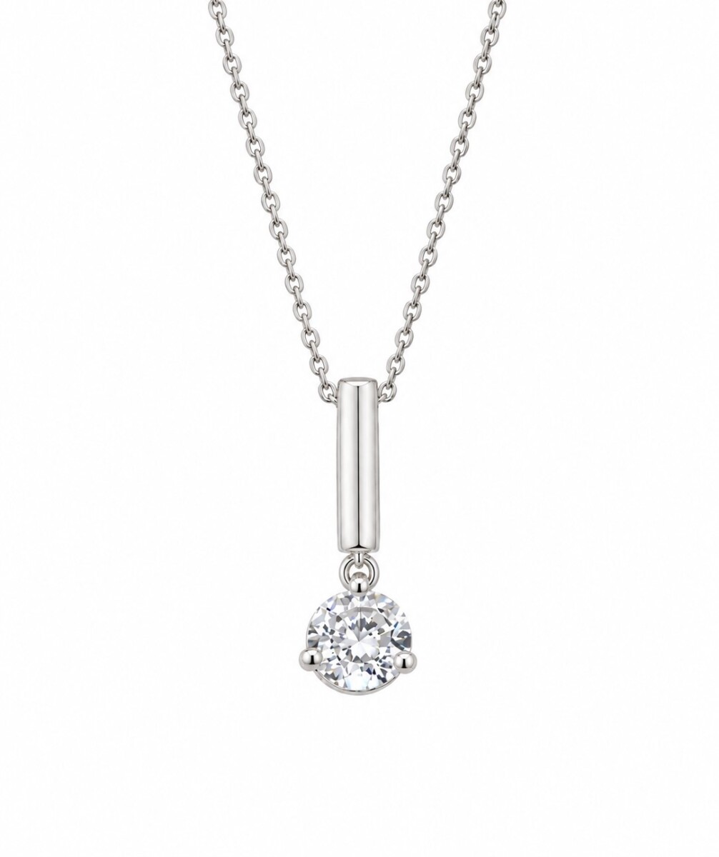 Cadena y colgante barra con zirconia 