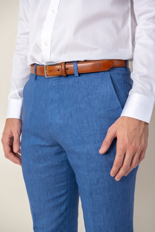 Pantalon de lino Classic Fit Blue