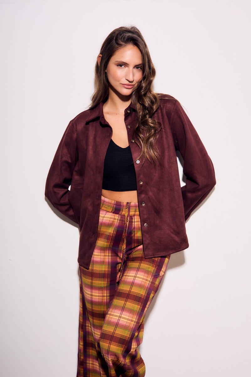 Camisa Gamuza Cuero Vegano Bordeaux