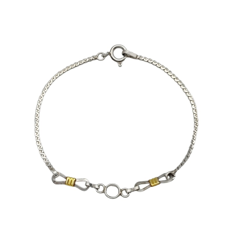 Pulsera Moño-Plata y Oro-Sin Piedra-PU5115 sinpiedra