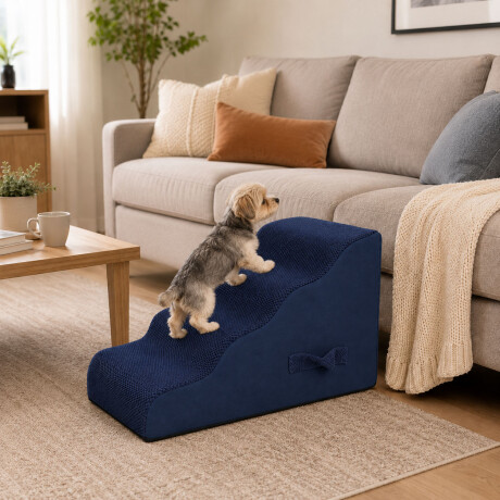 Escalera Rampa Para Mascotas 4 Escalones Antideslizante Azul Marino
