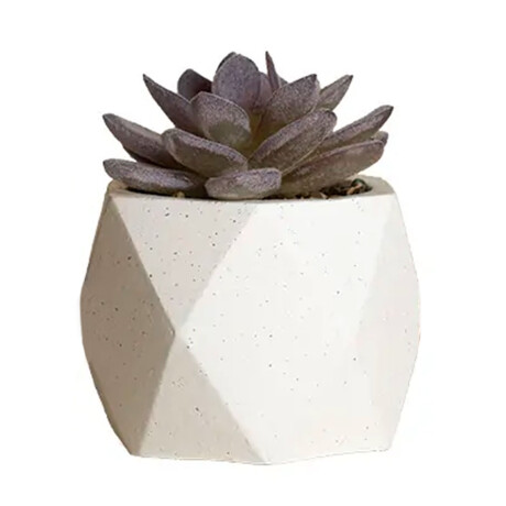 Mini Planta Artificial Decorativa Maceta Rombos en Cemento Lila
