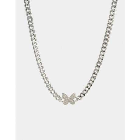 Collar Con Mariposa Plateado
