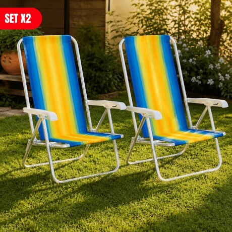 Set x2 Silla reclinable 4 posiciones aluminio AMARILLO