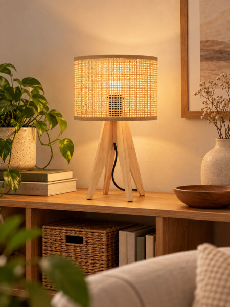 LAMPARA DE MESA TRIPODE BEIGE
