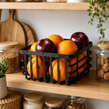 Cesto Frutero en Acero Organizador Multiuso de Cocina Hogar Negro