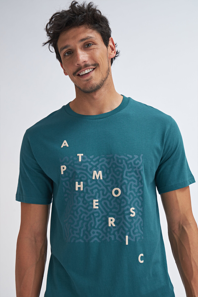 Remera Estampa Iconos Atmospheric verde petróleo