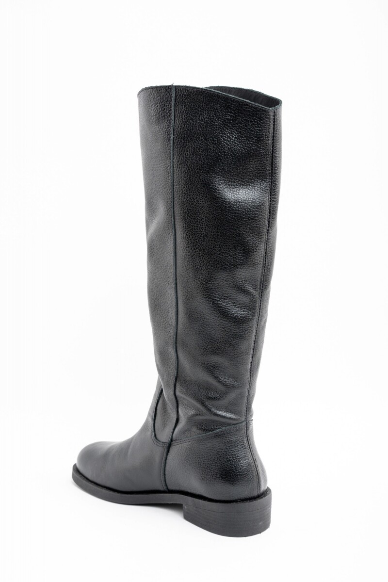 Bota Caña Alta Cuero Negro