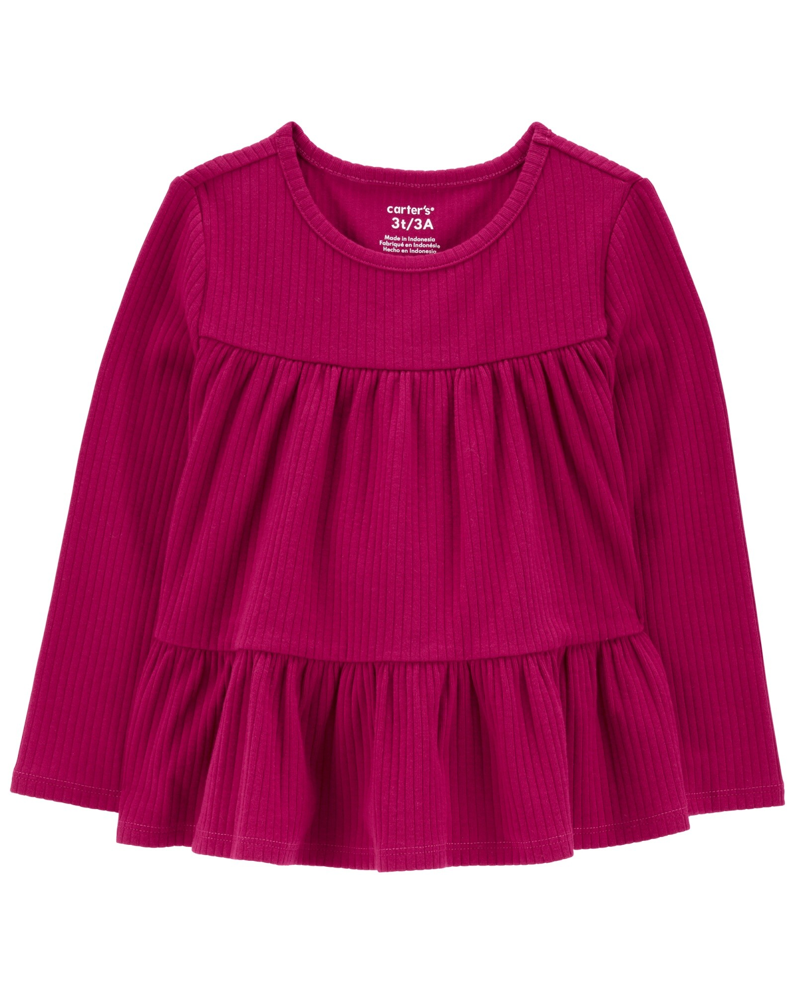 Blusa de algodón, escalonada, roja Sin color