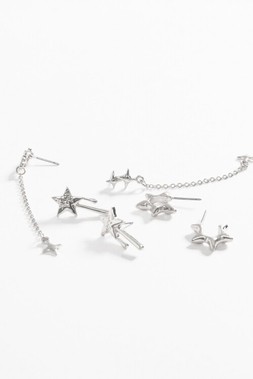 Set de caravanas estrella plateado