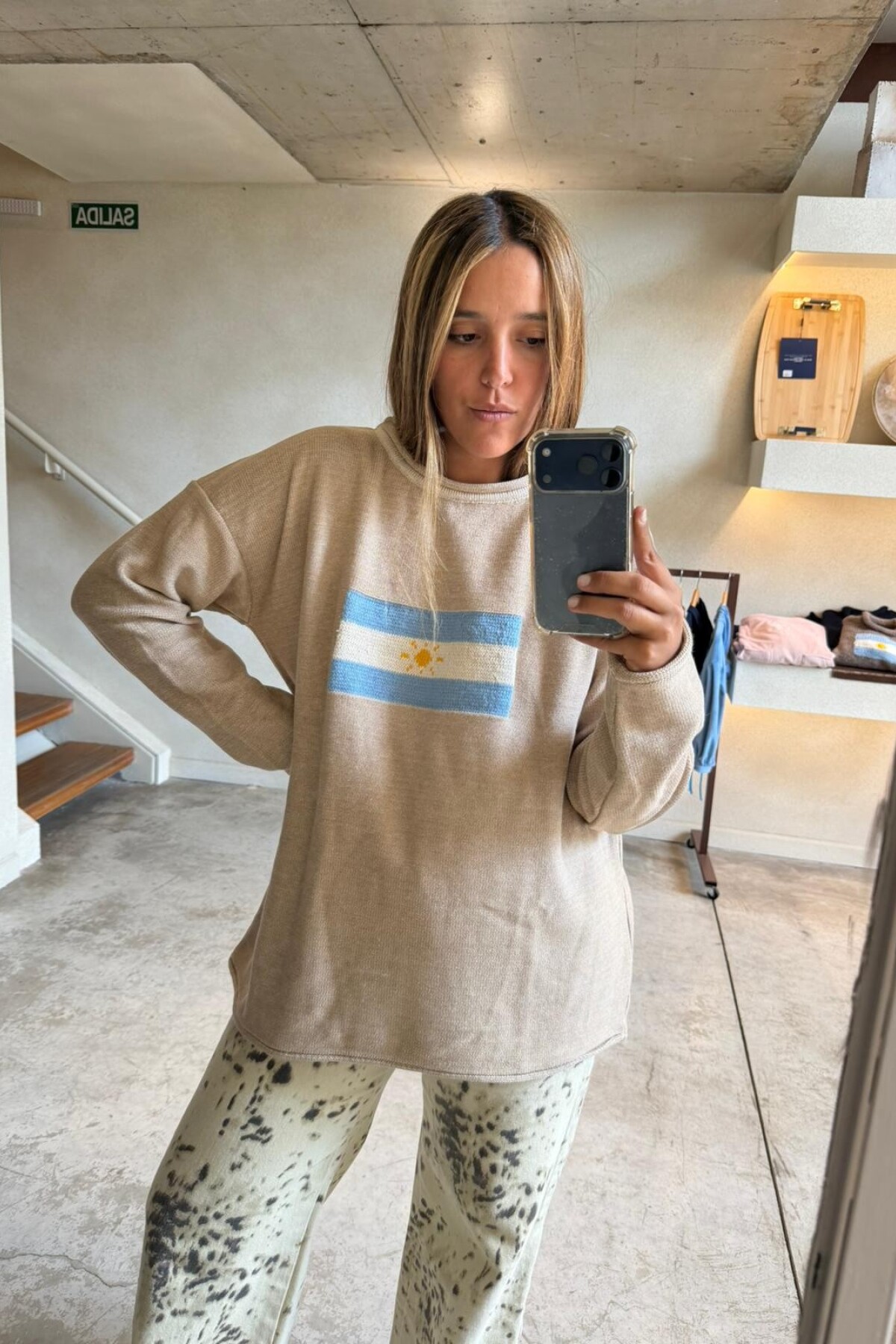 Sweater Flag Argentina Beige