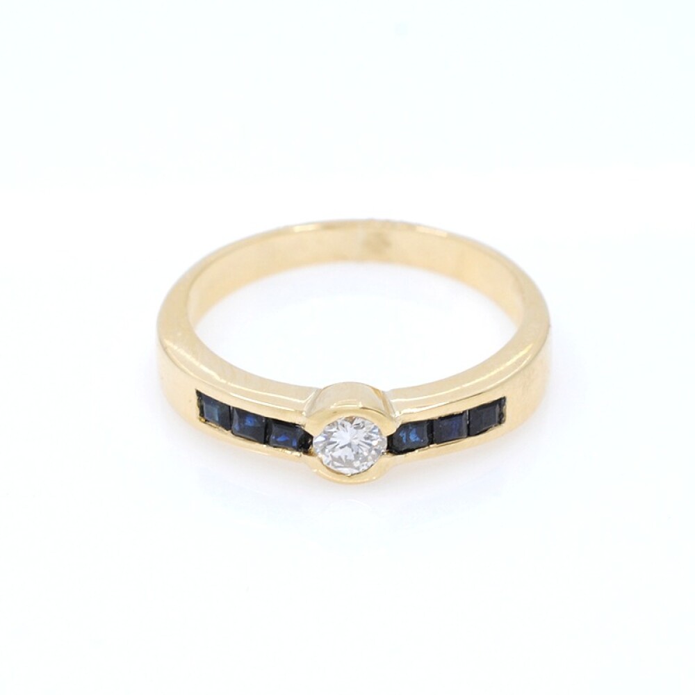 Anillo oro 18k y brillante y zafiros Anillo oro 18k y brillante y zafiros