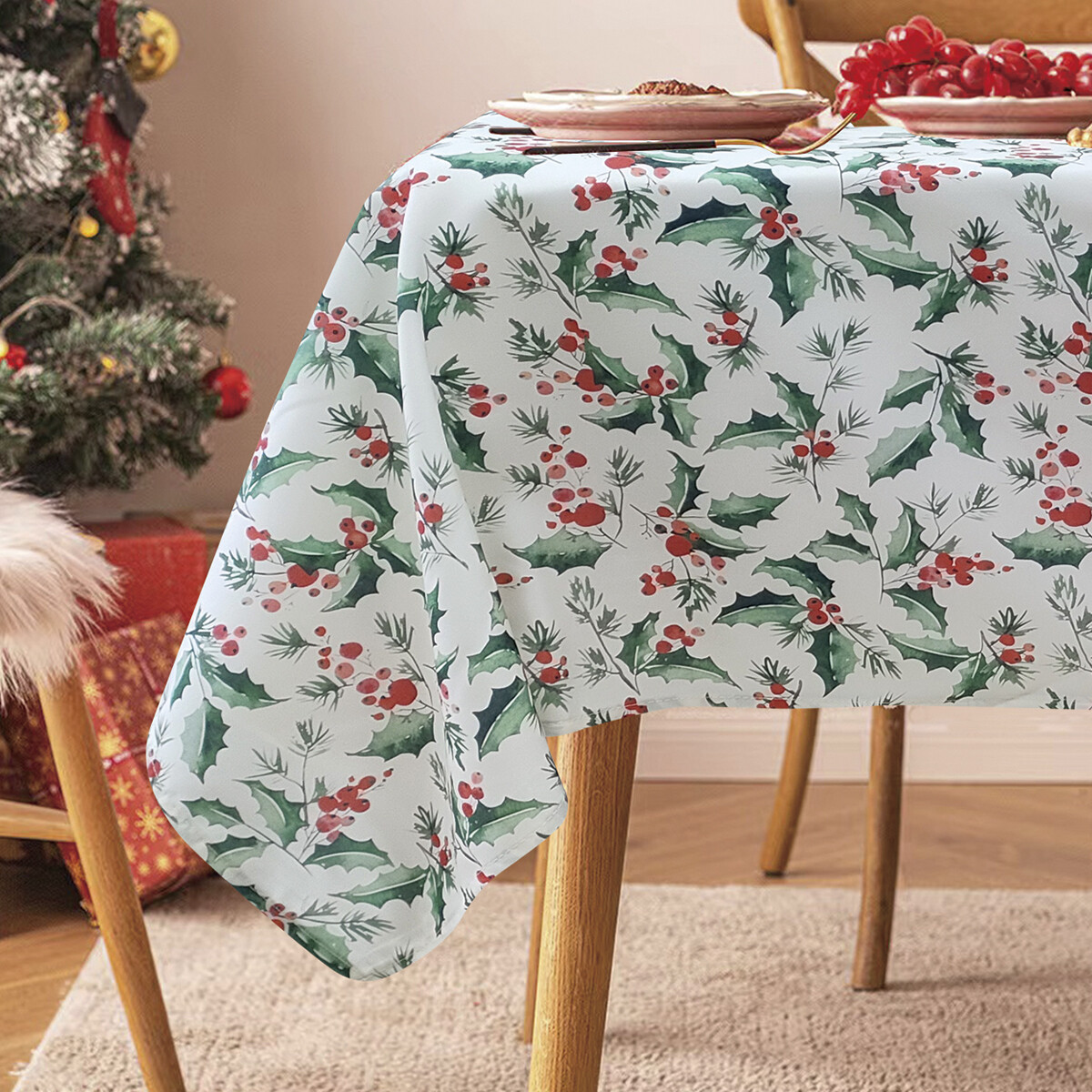 Mantel Waterproof Home Class 140 x 210 cm - Navidad 940 BCO 