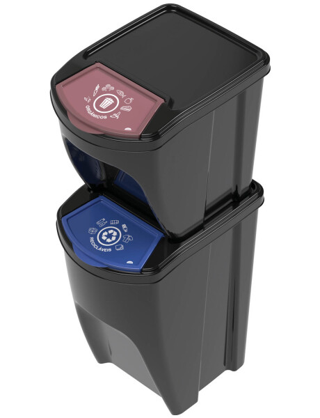 Basurero apilable Plasutil Eco 20L para desechos orgánicos/reciclables Reciclable Color Negro