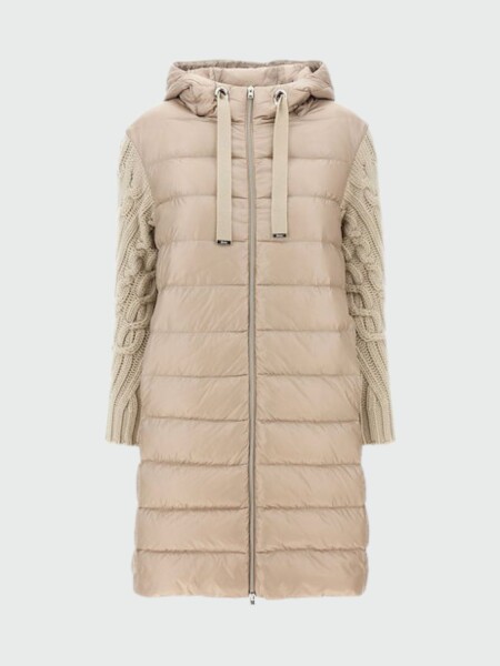 Herno - Campera de nylon ultraligth con mangas tejidas Beige