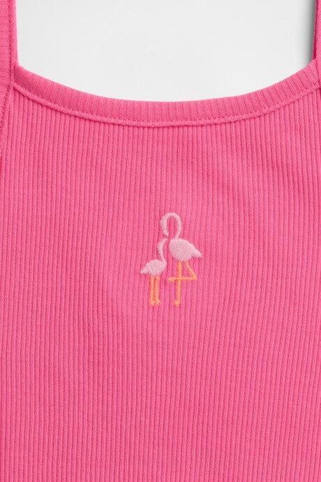 Musculosa Rib Toddler Niña Neon Pink Rose
