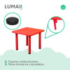Pack Mesa Infantil Lumax Cuadrada + 4 Sillas Rojo
