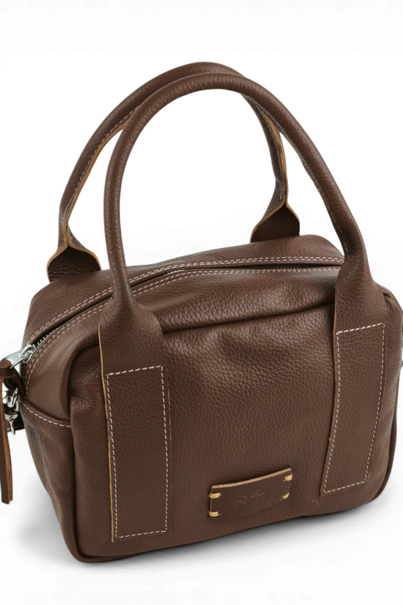 Cartera de Mano y Bandolera 100% Cuero Chocolate