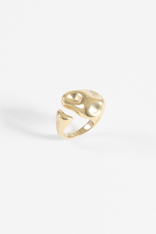 Anillo texture acero dorado
