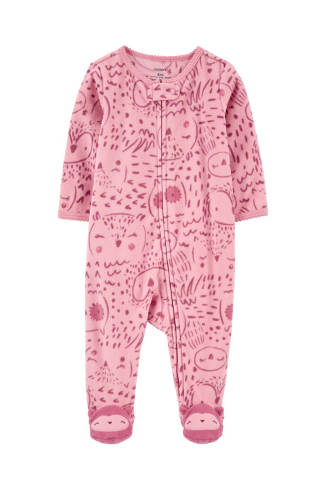 Pijama una pieza de micropolar con pie diseño búho Sin color
