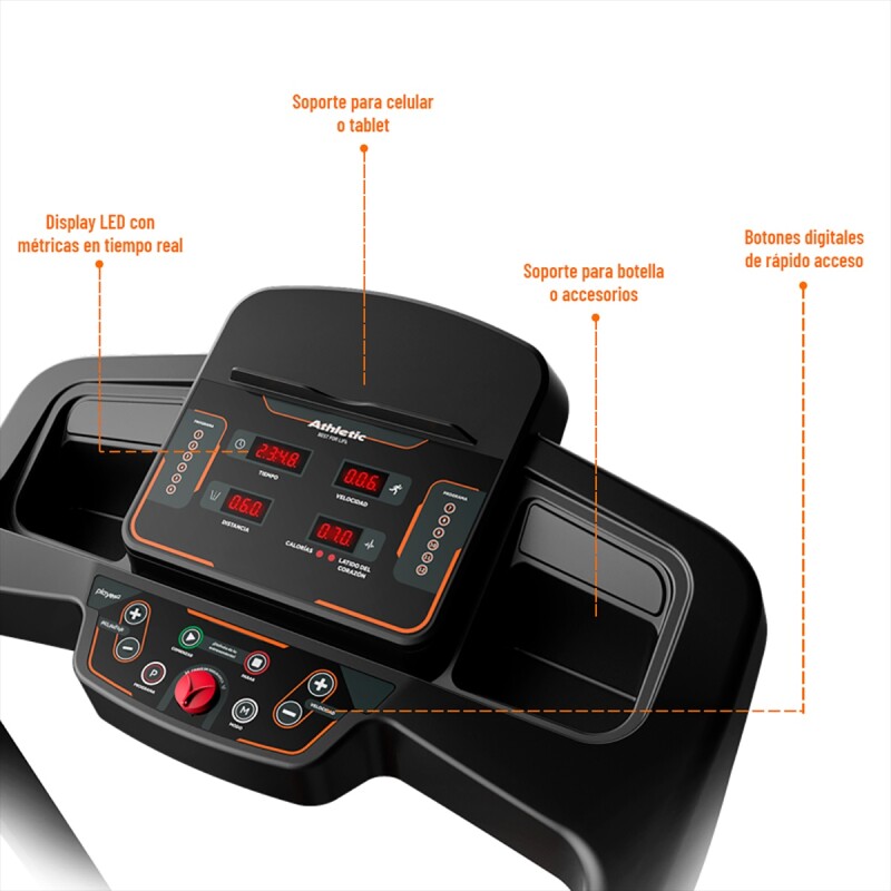 Caminador Athletic 610t Plus Motor 2hp Velocidad Hasta 16km Negro