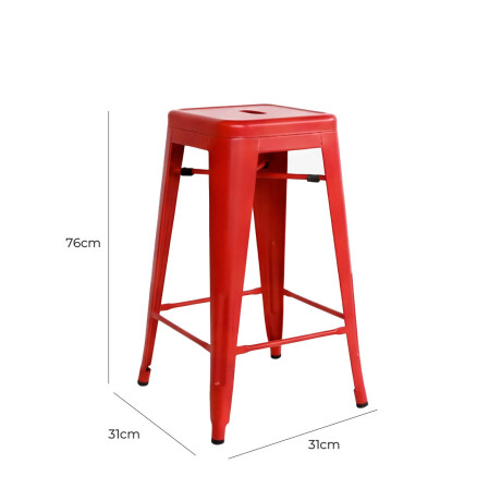 Butaca Taburete Alta Metálica Tolix Puppets Cocina Rojo