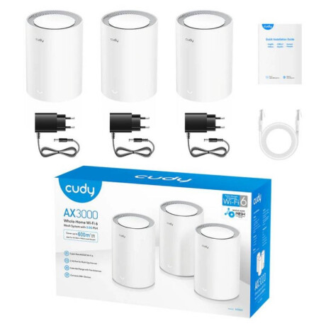 Sistema de Wifi Mesh Cudy Ax3000 Puertos Gigabit Pack de 3