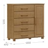 Comoda Finestra 1 Puerta 5 Cajones Ouro 2241-o Comoda Finestra 1 Puerta 5 Cajones Ouro 2241-o