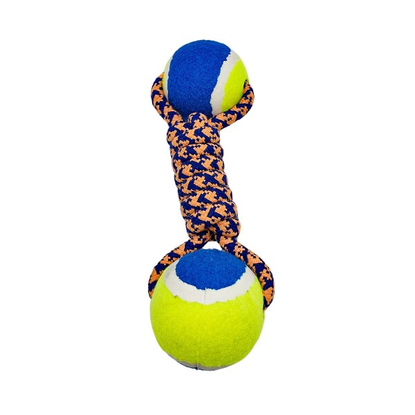 Juguete Perro Pelotas Tenis Cuerda Soga Trenzada Mascotas Variante Color Azul y Naranja
