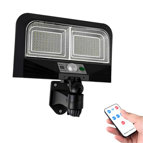 Foco Solar de Pared Exterior 126Leds c/Sensor Mov y Control Negro