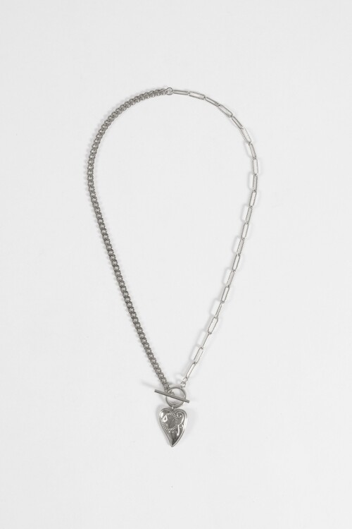 Collar cadena dije cora acero plateado