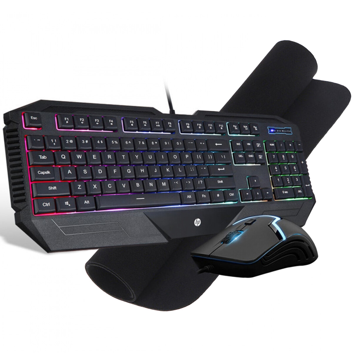 Combo Hp Teclado Y Mouse Gamer Rgb + Mousepad Xxl 