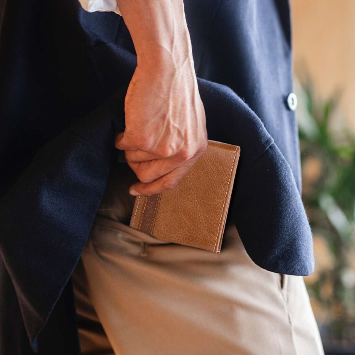 Billetera Cuero Hermes - Tostado C/Ron 