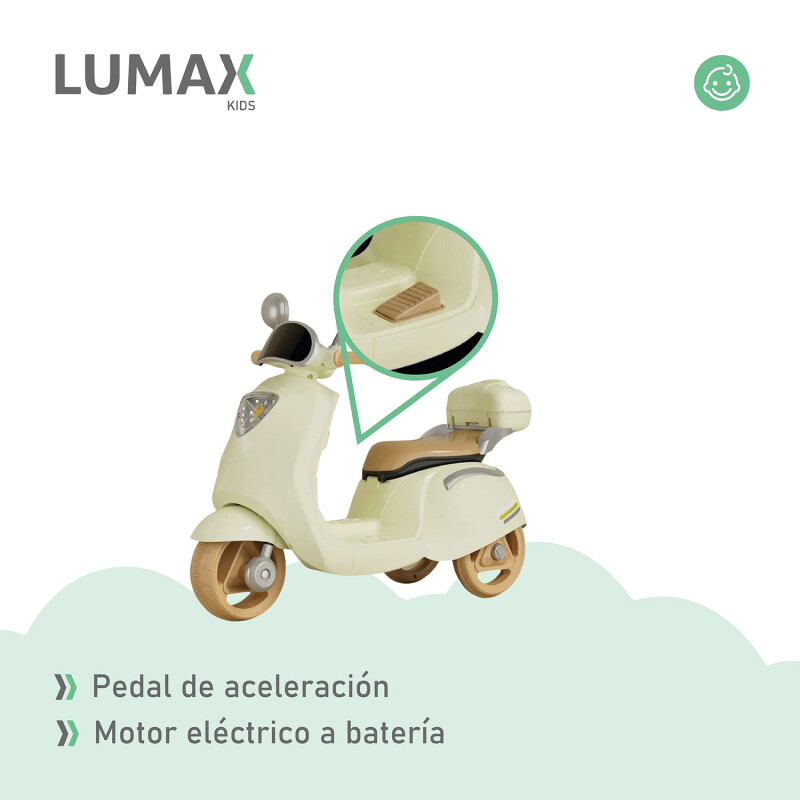 Moto Scooter a Batería Lumax Infantil Scooby Beige