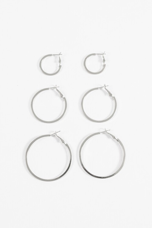 Set de aros gruesos plateado