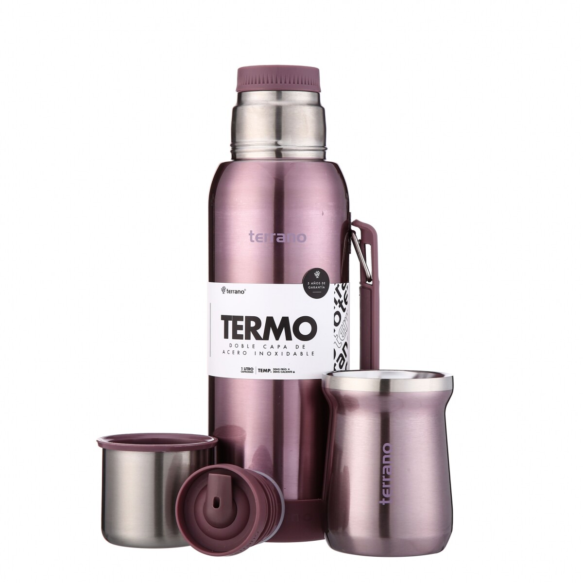 Kit Termo 1LT Con Base De Silicona + Mate de Acero Tradicional - Lila Metalizado 