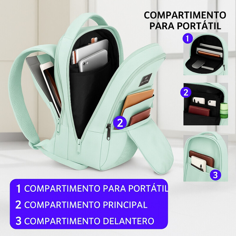 Mochila Urbana Viaje Antirrobo Notebook Matein 1007 28l Celeste
