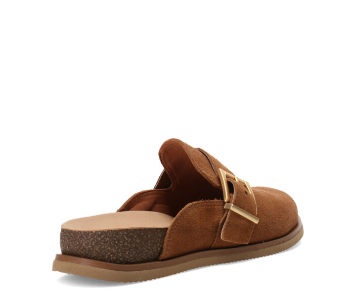 Zuecos de Mujer Bottero Descalzo Con Hebilla Marrón Camel