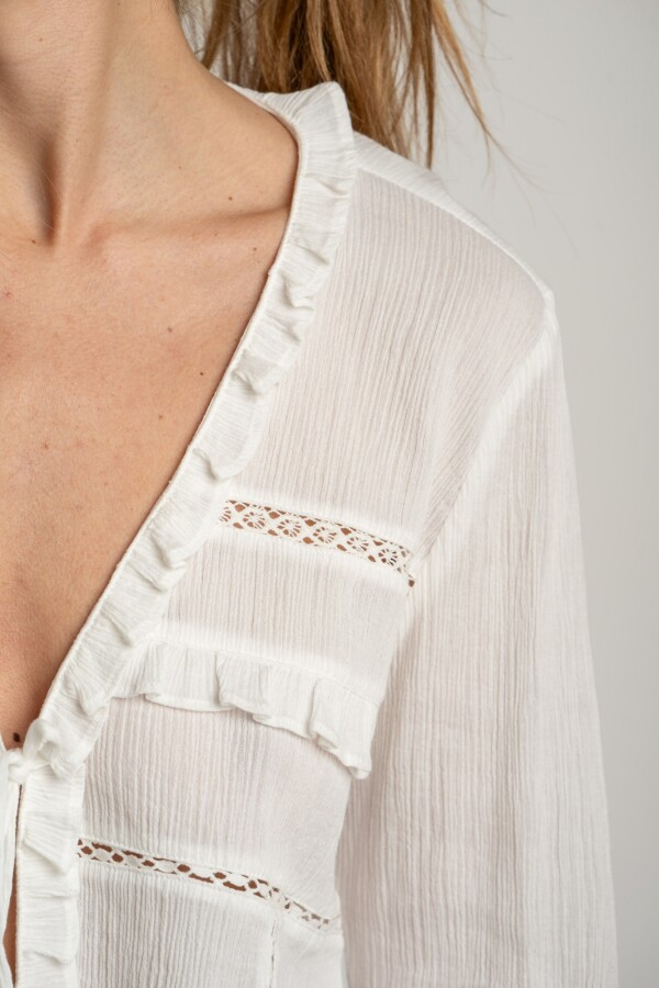 Blusa Encajes Algodón Nácar