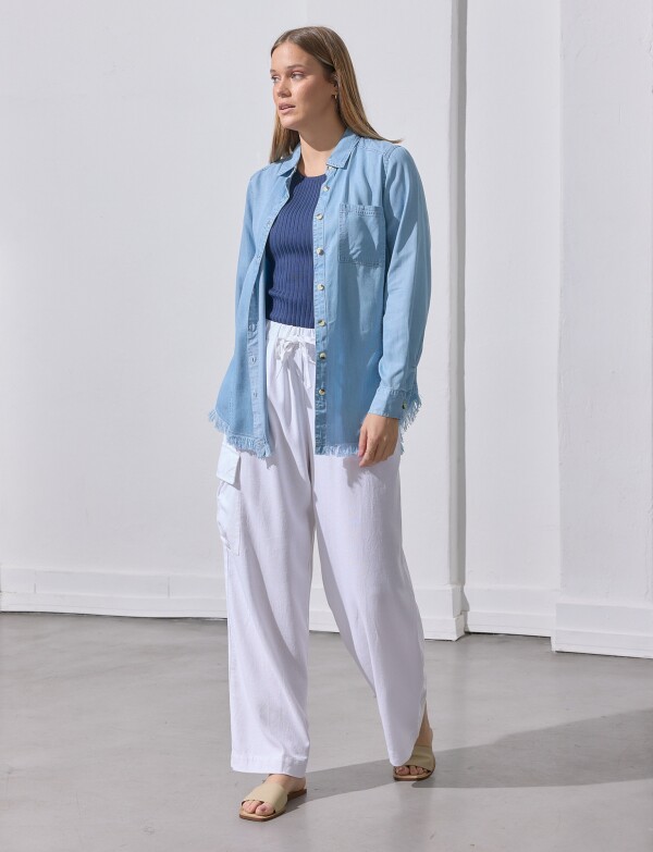 Camisa Tencel Desflecada JEAN CLARO